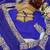 Royal blue thread & sequins embroidered faux georgette bandhani print saree with unstitched blouse