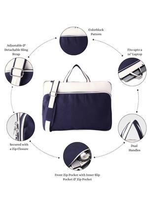  transit navy colorblock canvas laptop bag (upto 16") 3