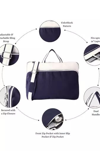  transit navy colorblock canvas laptop bag (upto 16")
