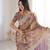 Coffee brown zari embroidered crush tissue saree with hotfix work and unstitched blouse