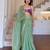 Sea green fendy silk thread & sequence work designer saree with unstitched banglory blouse