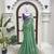 Sea green fendy silk thread & sequence work designer saree with unstitched banglory blouse