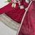 maroon color embroidery sequin work satin silk blend gown set