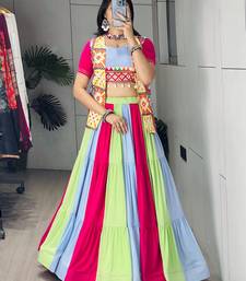 MULTI COLOURE RAYON COTTON PARTY WEAR EMBROIDERY LEHNGHA CHOLI - free size