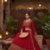 Women's Red Embroidered Lehenga Choli Set with Dupatta