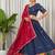 Women's Traditional Navratri Special Blue Lehenga Choli Set with Patchwork Border