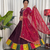 Women's Wine Lehenga Choli Set with Patchwork Border