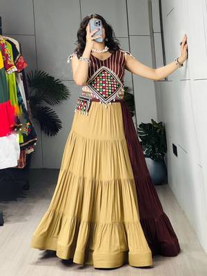 Multicolor Embroidered RAYON COTTON party wear lehenga choli - free size 1
