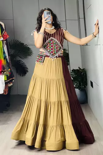 Multicolor Embroidered RAYON COTTON party wear lehenga choli - free size