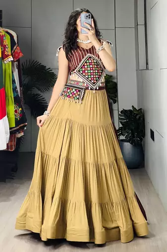 Multicolor Embroidered RAYON COTTON party wear lehenga choli - free size