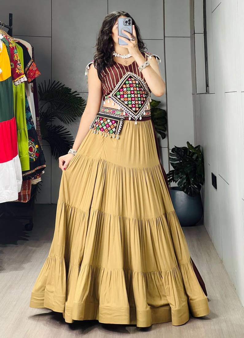 Multicolor Embroidered RAYON COTTON party wear lehenga choli - free size