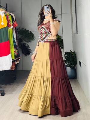 Multicolor Embroidered RAYON COTTON party wear lehenga choli - free size 3