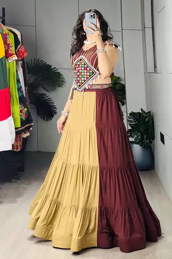 Multicolor Embroidered RAYON COTTON party wear lehenga choli - free size