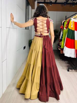 Multicolor Embroidered RAYON COTTON party wear lehenga choli - free size 4