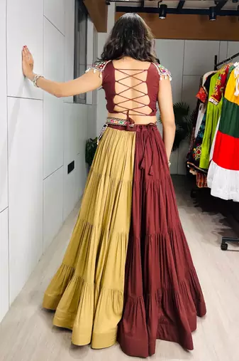 Multicolor Embroidered RAYON COTTON party wear lehenga choli - free size