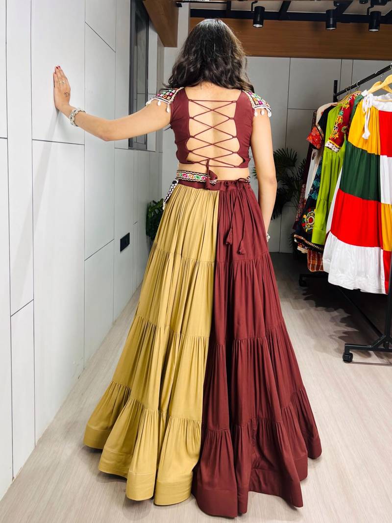 Multicolor Embroidered RAYON COTTON party wear lehenga choli - free size