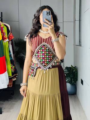 Multicolor Embroidered RAYON COTTON party wear lehenga choli - free size 5