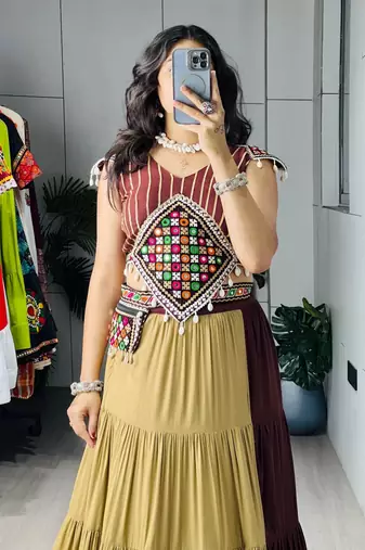 Multicolor Embroidered RAYON COTTON party wear lehenga choli - free size