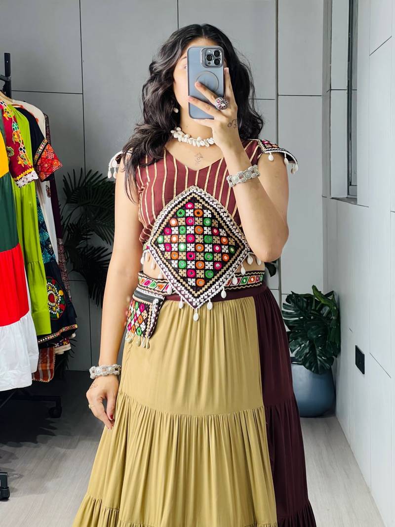 Multicolor Embroidered RAYON COTTON party wear lehenga choli - free size