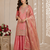 peach color embroidery sequin work silk blend salwar kameez set