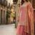 peach color embroidery sequin work silk blend salwar kameez set