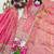 peach color embroidery sequin work silk blend salwar kameez set