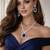 royal blue sapphire necklace & earrings set  silver cz bridal jewellery  statement party wear set