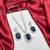royal blue sapphire necklace & earrings set  silver cz bridal jewellery  statement party wear set