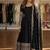 black color embroidery sequin work with real mirror work chinnon silk blend gown set