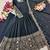 black color embroidery sequin work with real mirror work chinnon silk blend gown set