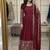 red color embroidery sequin work with real mirror work chinnon silk blend gown set
