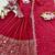 red color embroidery sequin work with real mirror work chinnon silk blend gown set
