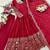 red color embroidery sequin work with real mirror work chinnon silk blend gown set