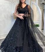 Black Net silk blend lehenga Choli