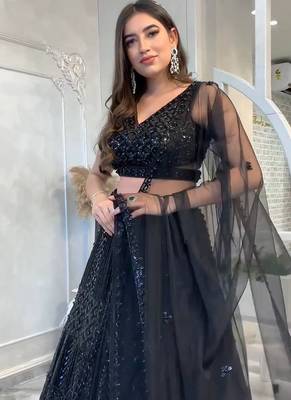 Black Net silk blend lehenga Choli 2