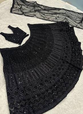 Black Net silk blend lehenga Choli 3