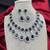 sapphire crystal teardrop necklace and earrings set, silver halo bridal jewellery