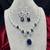 royal blue pear cut sapphire bridal jewellery set, silver wedding necklace earrings