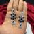 royal blue sapphire necklace and drop earrings set, cubic zirconia bridal jewellery