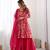  printed roman silk blend chanderi flared kurta palazzo and dupatta set