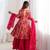  printed roman silk blend chanderi flared kurta palazzo and dupatta set