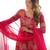  printed roman silk blend chanderi flared kurta palazzo and dupatta set