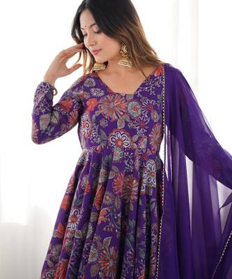  printed roman silk blend chanderi flared kurta palazzo and dupatta set 4