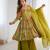  printed roman silk blend chanderi flared kurta palazzo and dupatta set