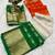 White orange green color printed with jacquard border saree -un stitched blouse