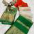 White orange green color printed with jacquard border saree -un stitched blouse