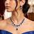 royal blue sapphire teardrop necklace earrings set, silver bridal jewellery