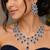 royal blue sapphire marquise statement necklace and chandelier earrings set, silver bridal jewellery
