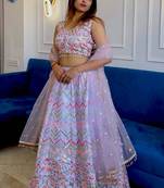 Lavender Satin silk blend lehenga Choli