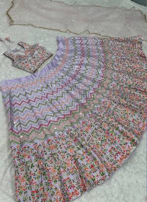 Lavender Satin silk blend lehenga Choli 3